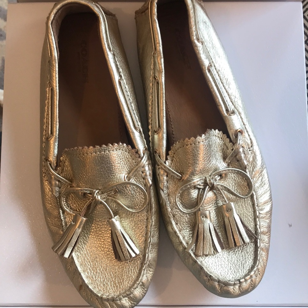 Coach Gold Leather Driving Moccasin